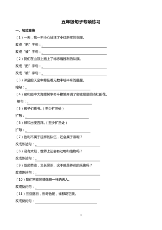 [强烈推荐]五年级句子专项练习