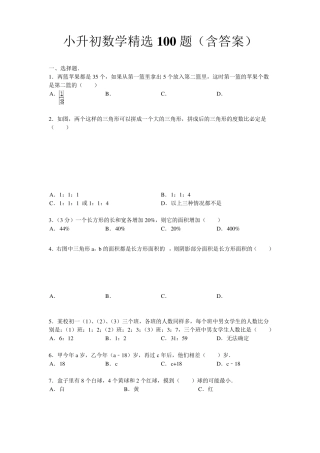 [推荐]小升初数学100题