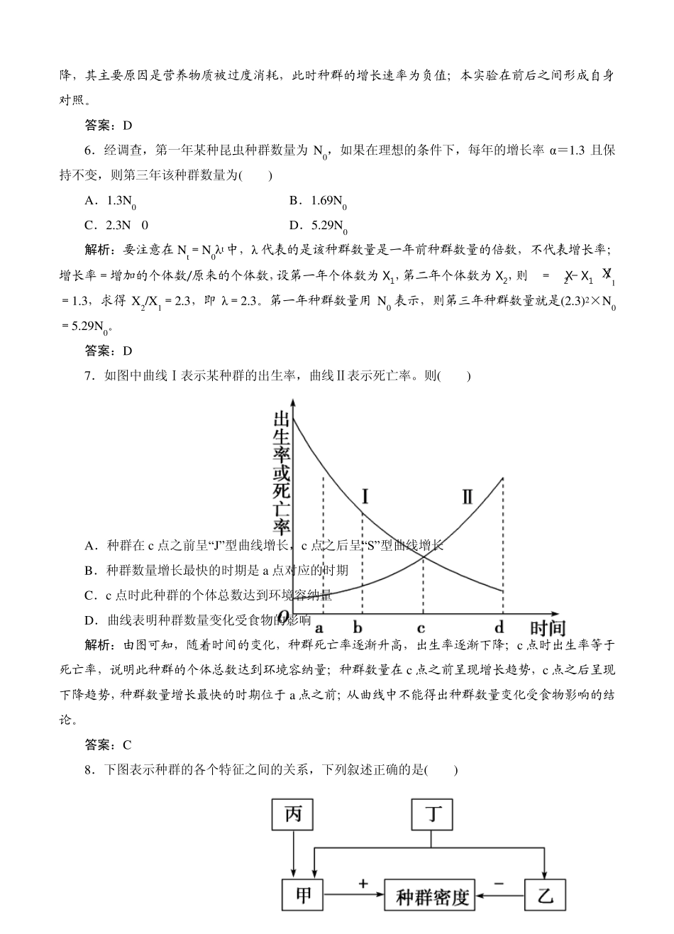 [智慧测评]2015高考生物总复习作业：必修3第4章种群和群落阶段质量检测_第3页