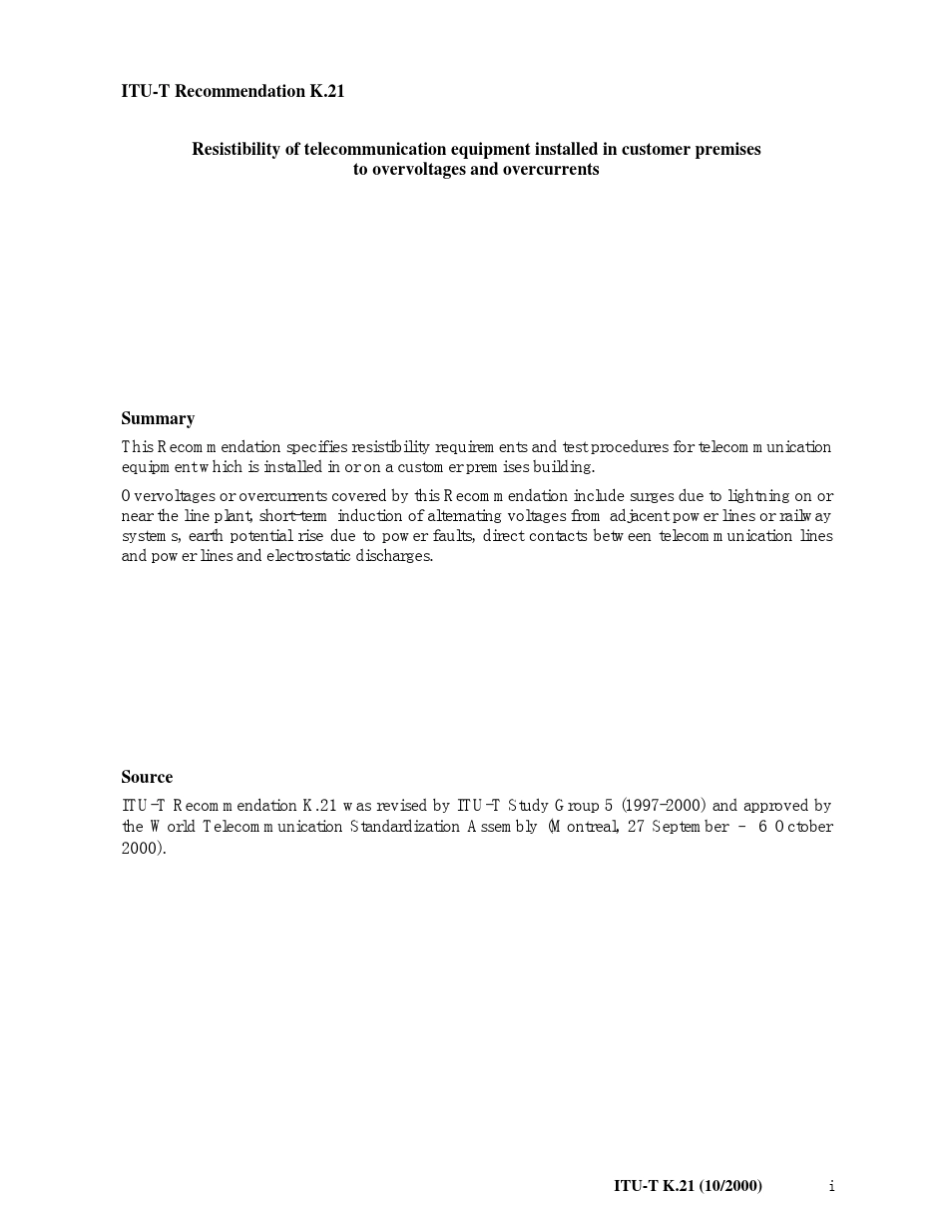 [标准下载]ITUTK.21客户端电信交换设备耐过电压和过电流的能力_第3页