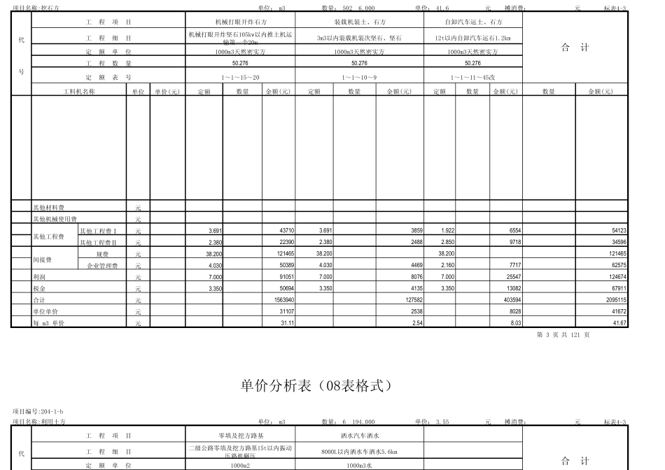 [标表43]单价分析表(08表格式)_第3页