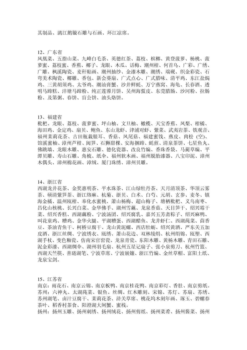 [特产收藏]全国各地特产一览表_第3页