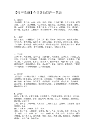 [特产收藏]全国各地特产一览表