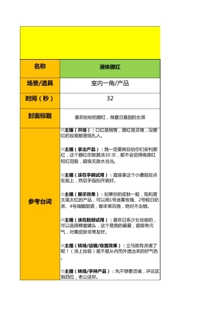 [短视频]彩妆类脚本5个
