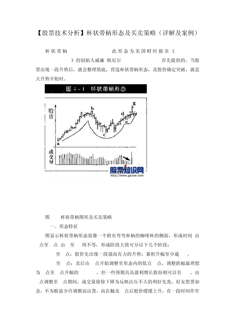 [股票技术分析]杯状带柄形态及买卖策略(详解及案例)_第1页