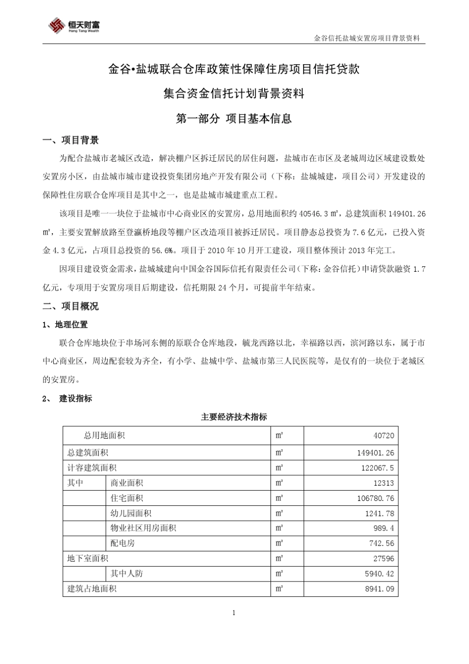 [背景材料]金谷盐城保障房项目_第1页