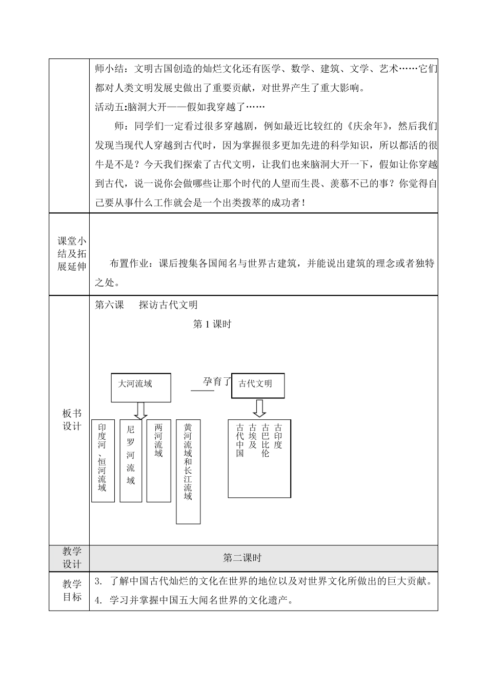 [部编版道德与法治六年级下册]6探访古代文明教案教学设计_第3页