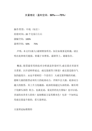 [金钥匙技巧]天量理论(盈利空间：50%
