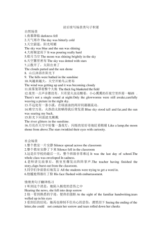 [高中英语读后续写]读后续写素材句子翻译(好用)