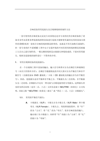 _音响设备常用连接头及音视频线材的制作方法