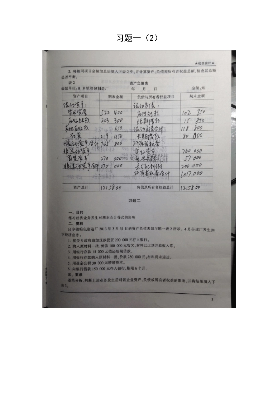 “一村一个大学生”《初级会计》形成性考核册答案(详,全)_第2页