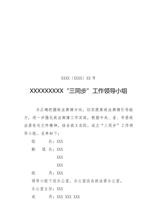 “三同步”工作领导小组、办公室