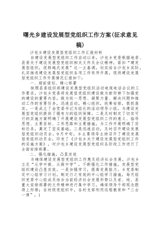 曙光乡建设发展型党组织工作方案(征求意见稿)_1