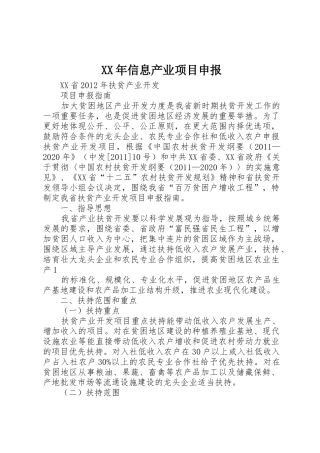 XX年信息产业项目申报