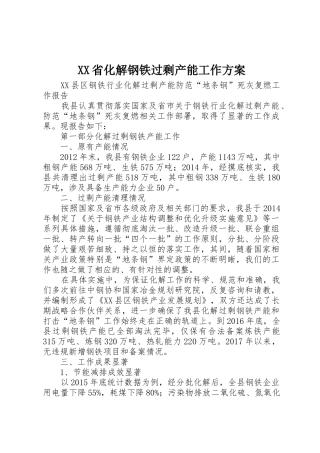 XX省化解钢铁过剩产能工作方案_1