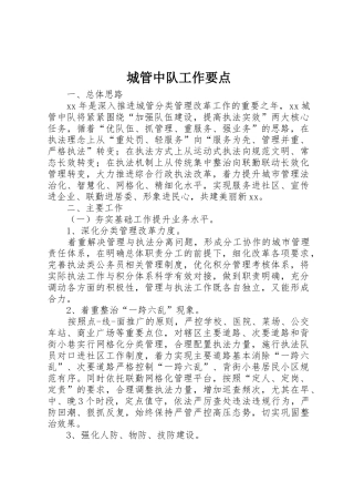 城管中队工作要点