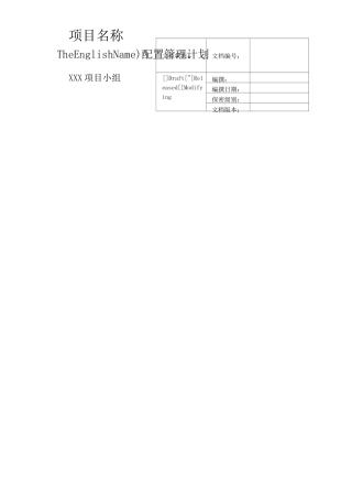 配置管理计划