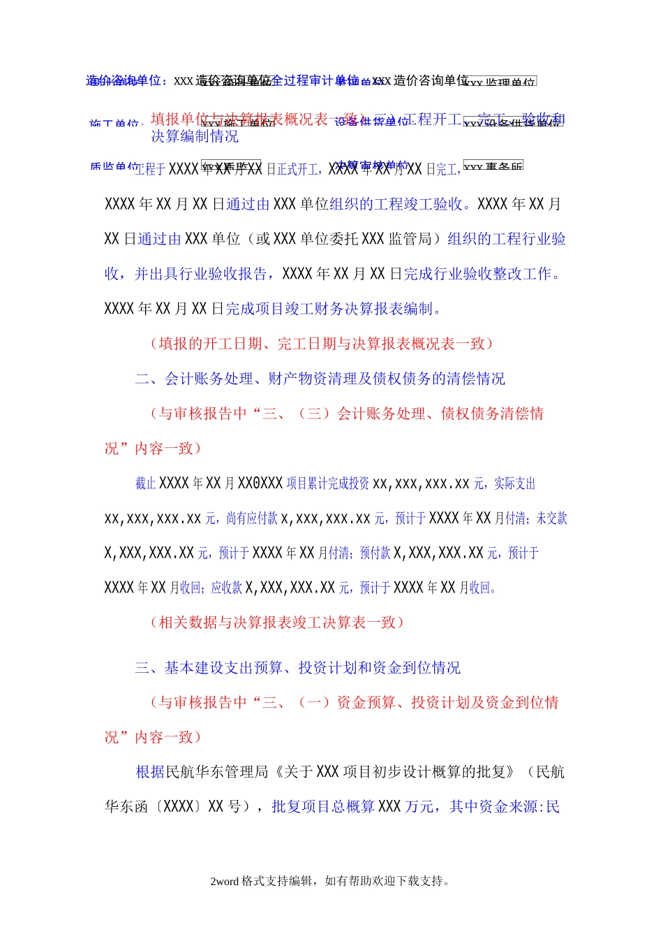 基本建设项目竣工财务决算说明书模板_第2页