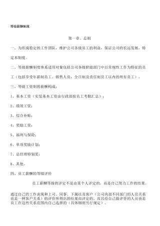 企业等级薪酬制度模版