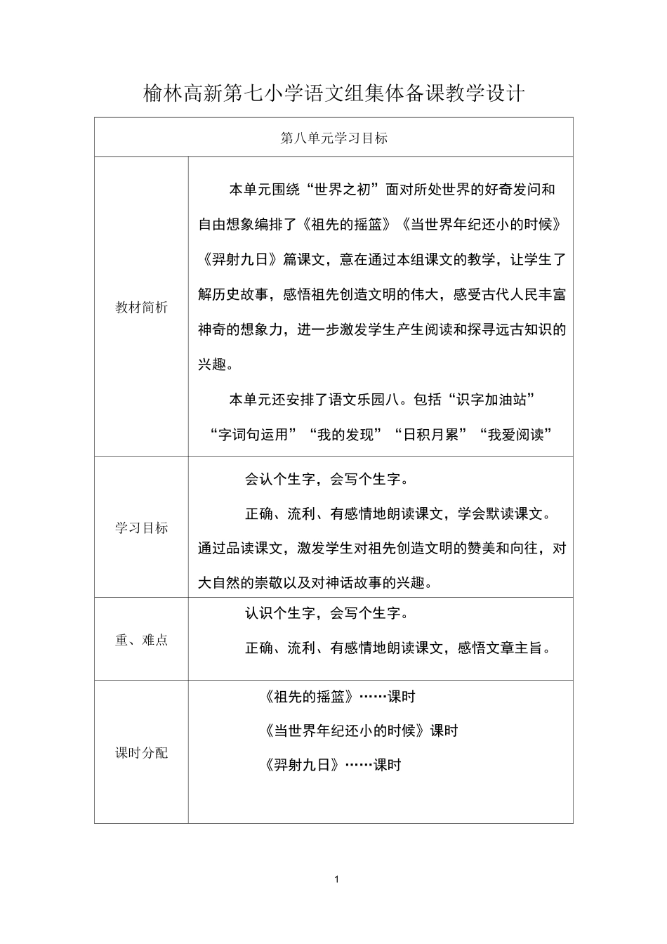 二年级集体备课23祖先的摇篮_第1页