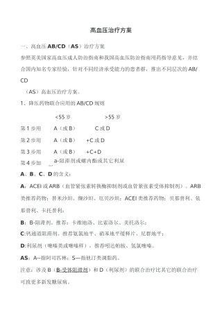 高血压药物治疗方案