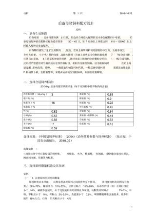 母猪饲料配方设计讲解