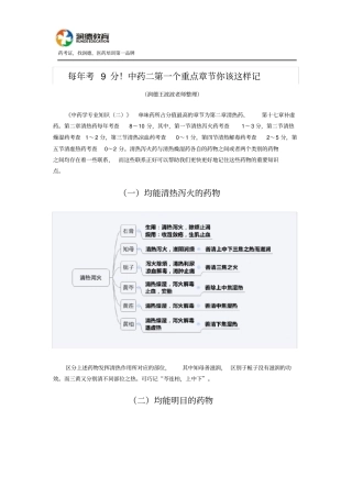 每年考9分中药二第一个重点章节你该这样记