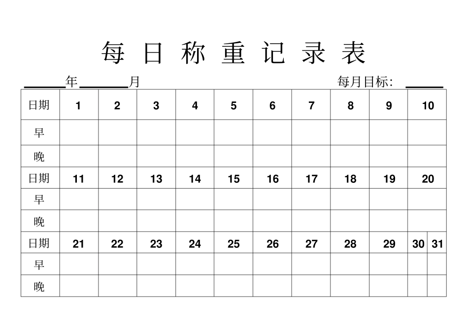 每日体重记录表早晚_第1页