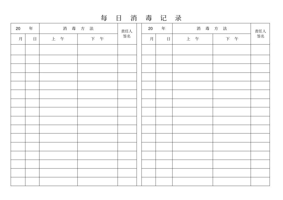 每日消毒记录空表_第1页