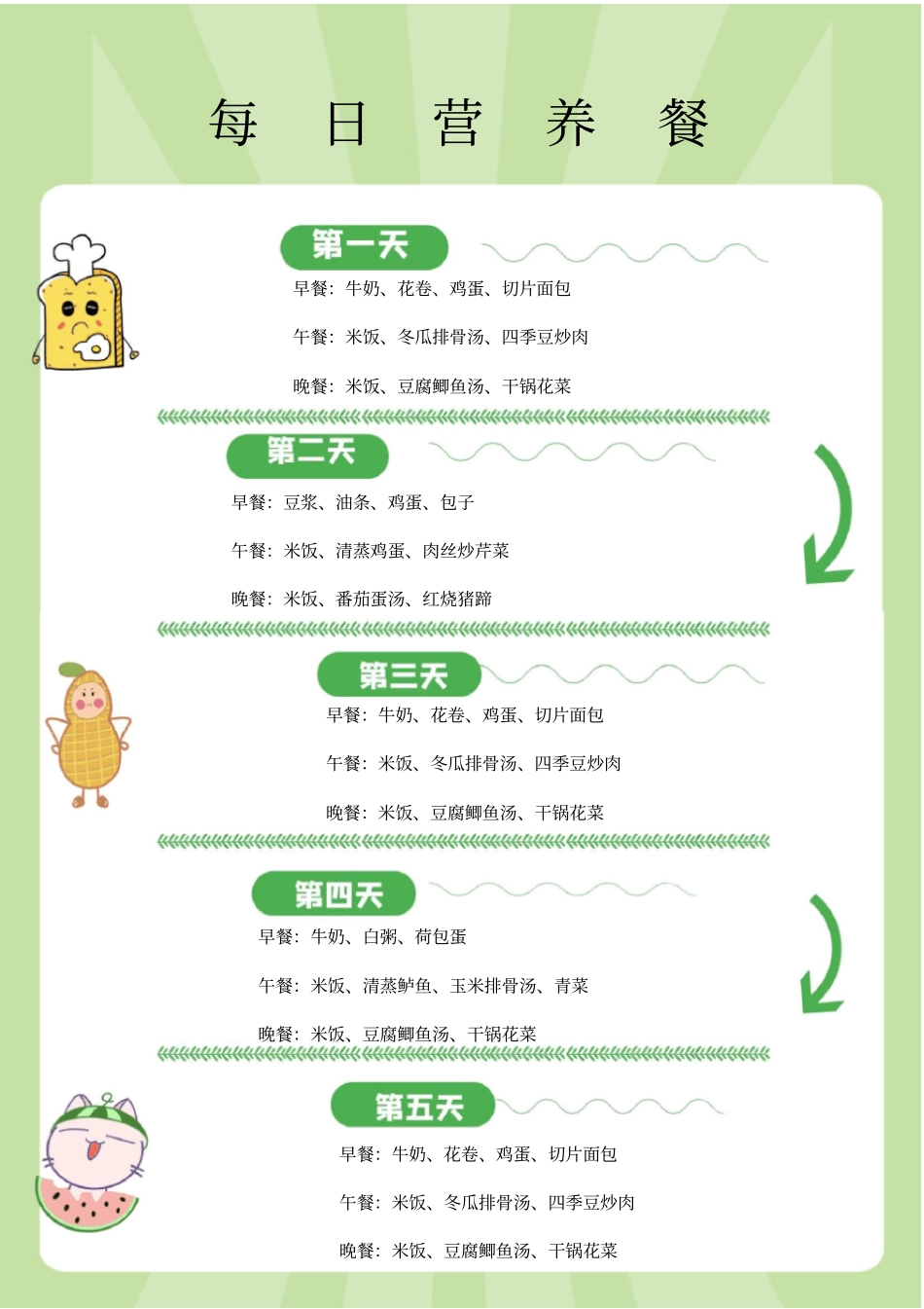 每日营养餐搭配食谱推荐_第1页