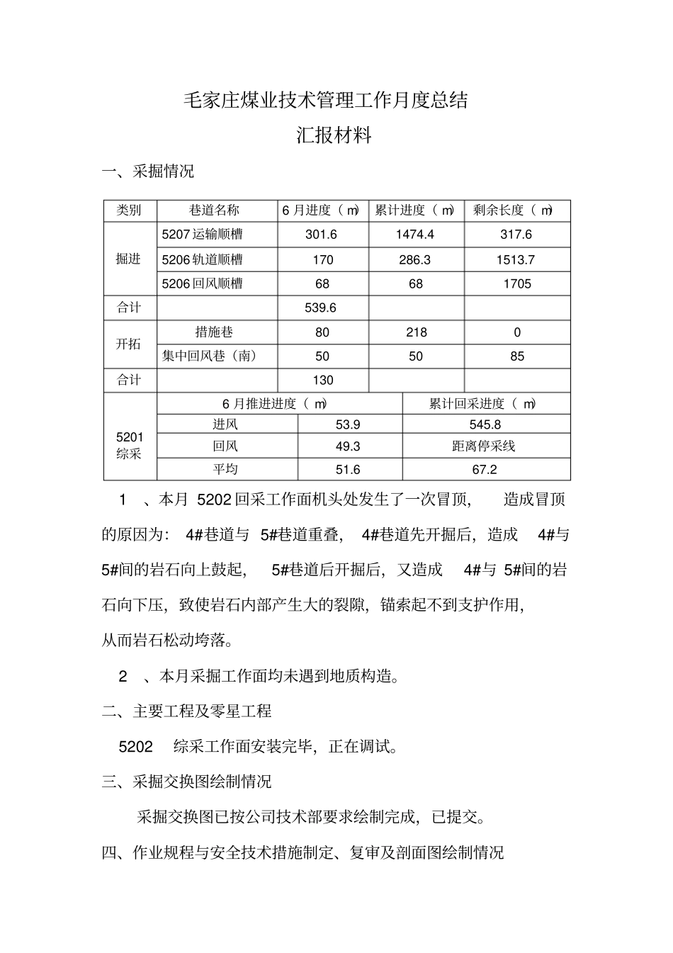 毛家庄煤业6月份技术管理工作_第2页