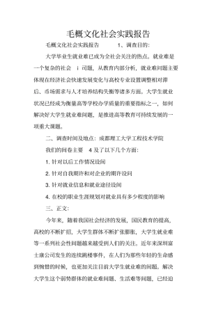 毛概文化社会实践报告