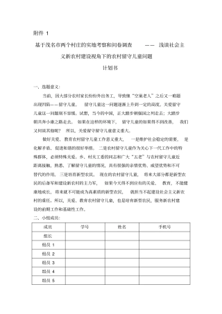 毛概社会实践活动计划书
