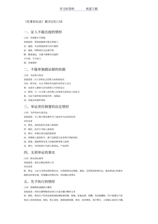 民事诉讼法超全记忆口诀