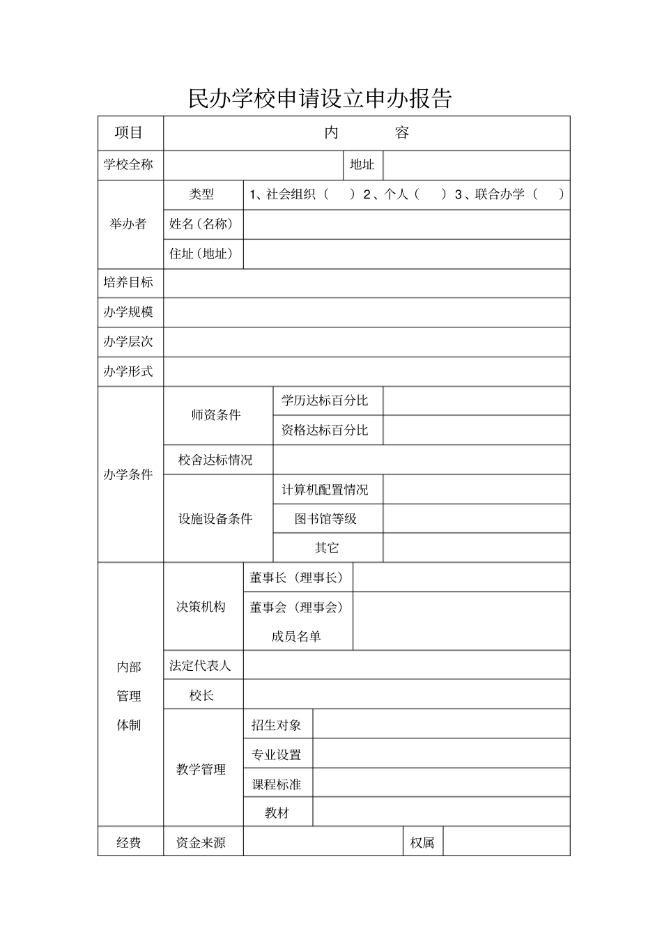 民办学校申请报告_第1页