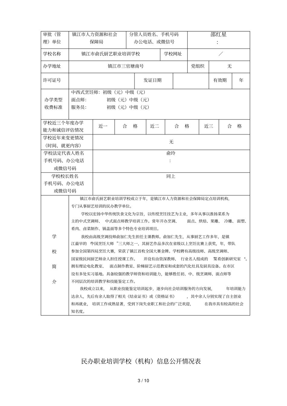 民办职业培训学校信息公开情况表_第3页