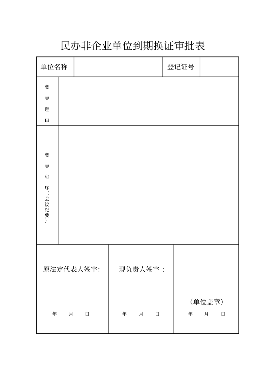 民办非企业单位到期换证审批表_第1页
