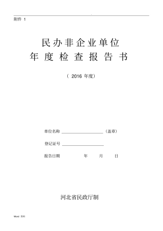 民办非企业单位年检报告书