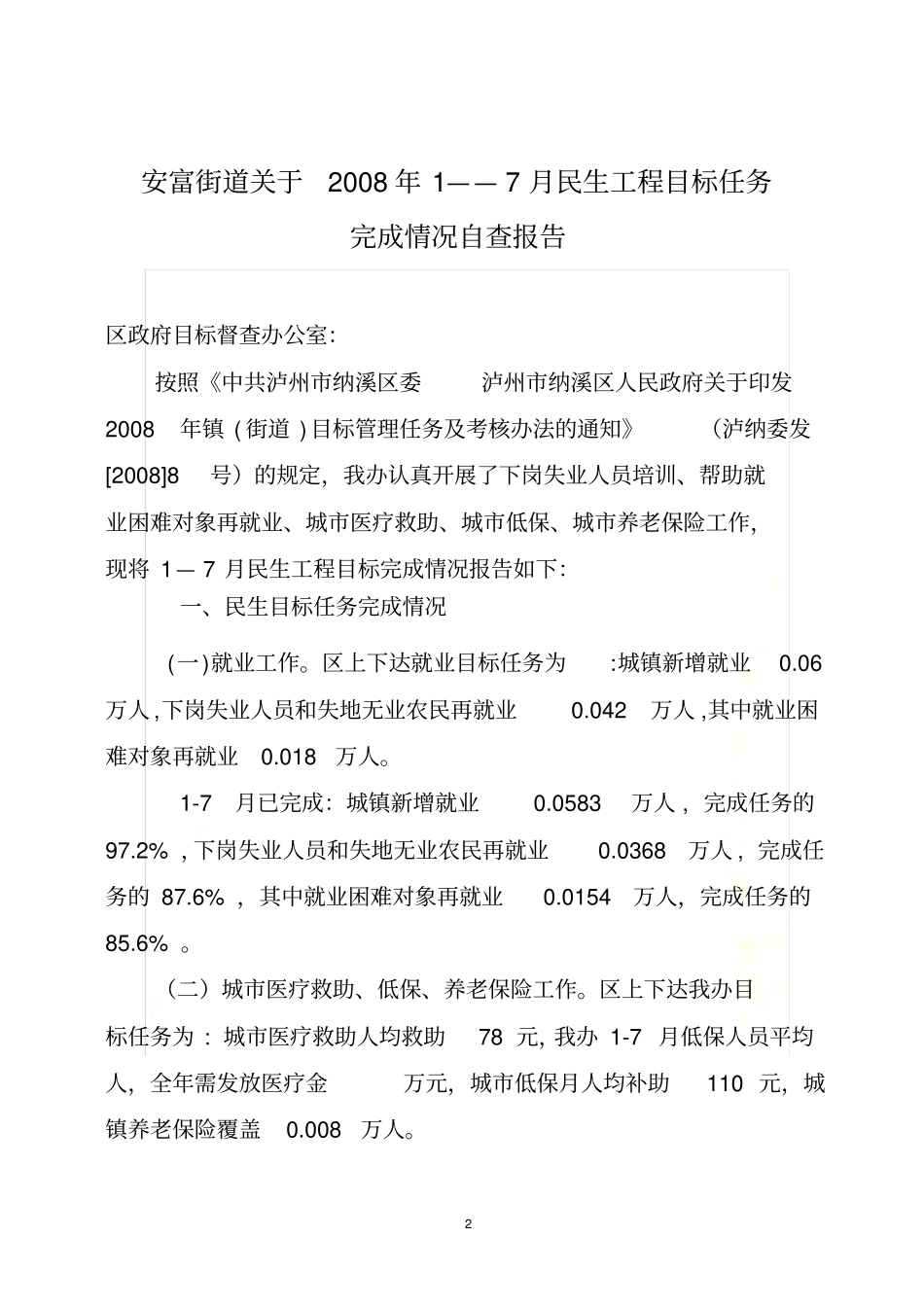 民生工作自查报告_第2页