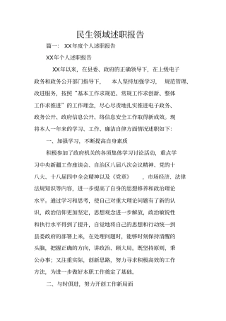 民生领域述职报告