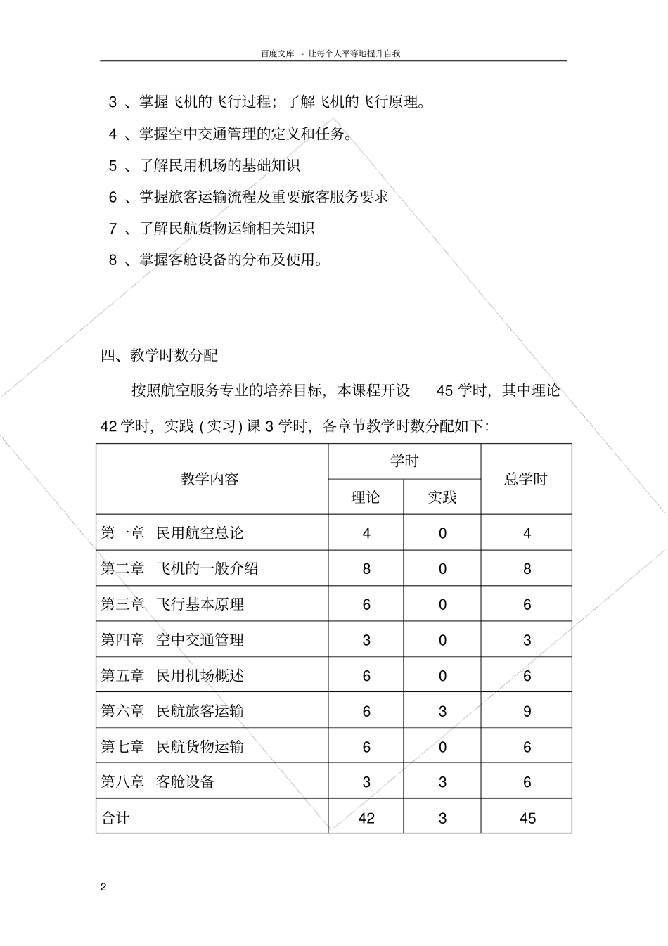 民航概论教学大纲_第2页