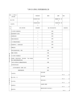 气体灭火系统工程质量验收记录