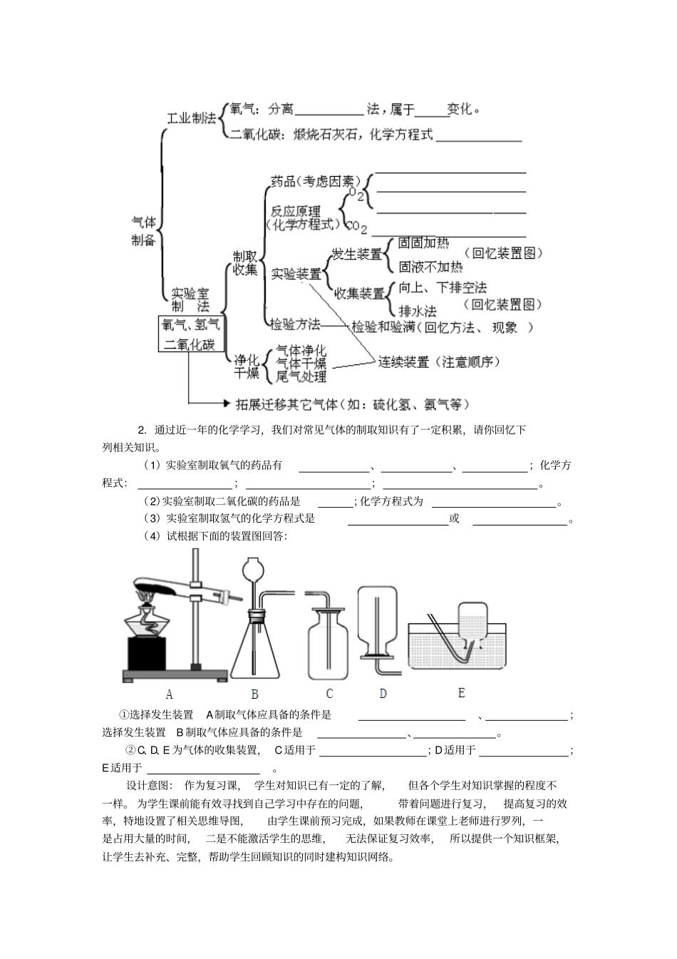 气体的制取、鉴别和除杂专题复习导学案汇总_第2页