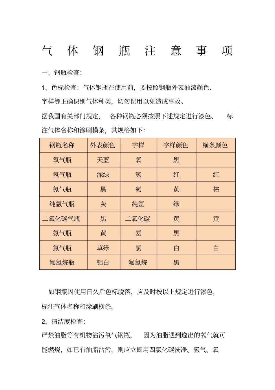 气体钢瓶使用注意事项及管理制度_第1页