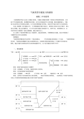 气候类型专题复习的感悟