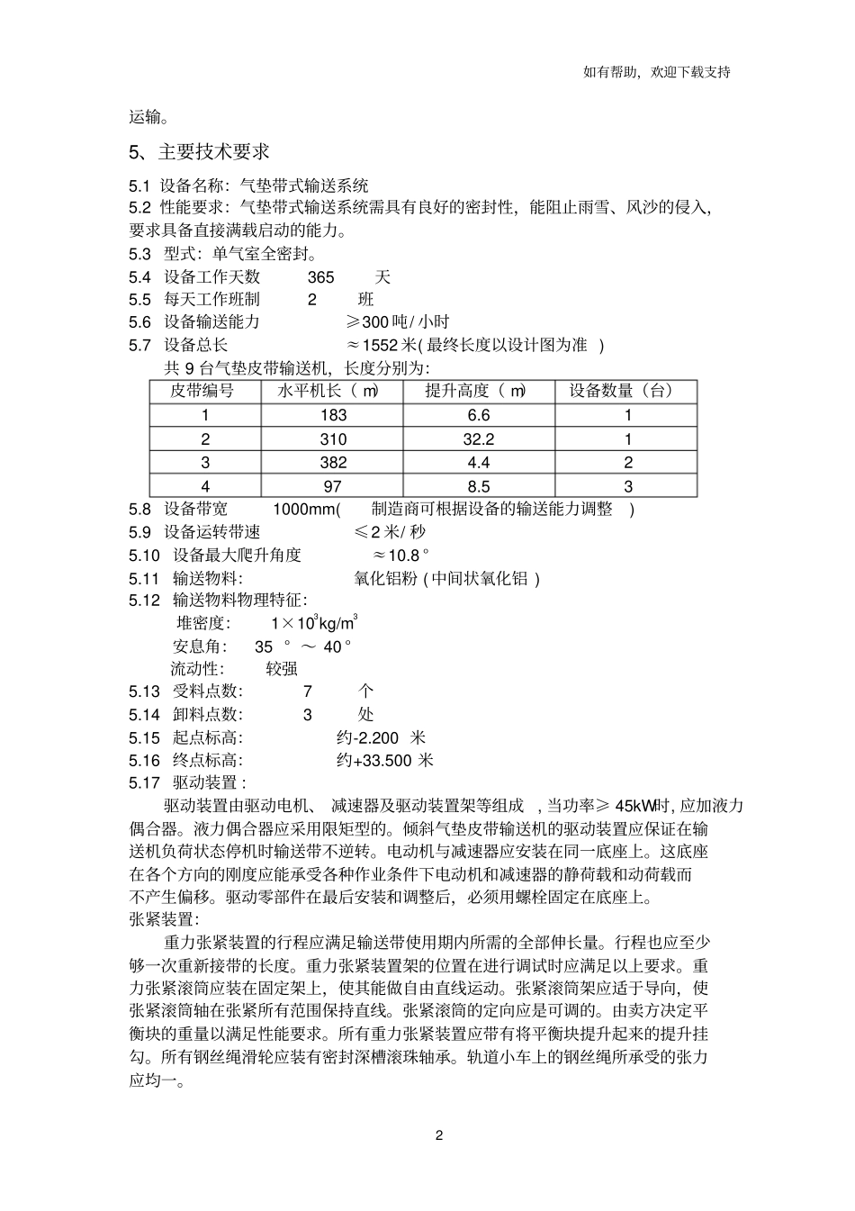 气垫式带输送机技术协议_第2页