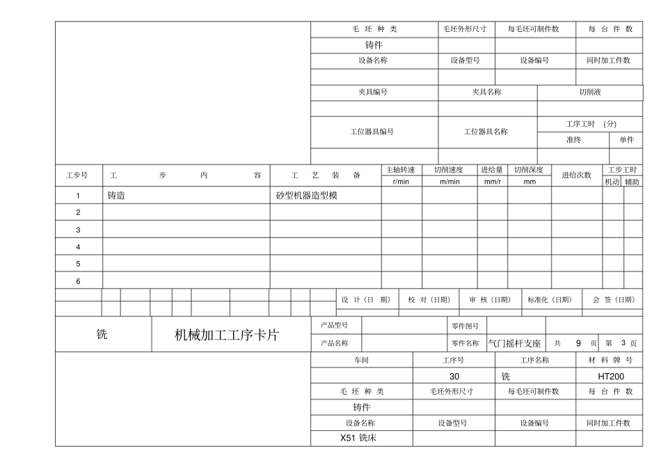 气门摇杆支座加工工艺卡片_第2页