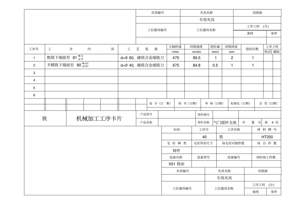 气门摇杆支座加工工艺卡片_第3页