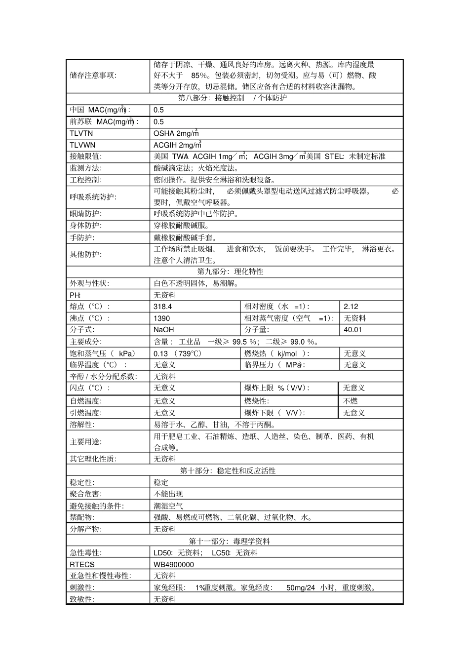 氢氧化钠MSDS_第2页