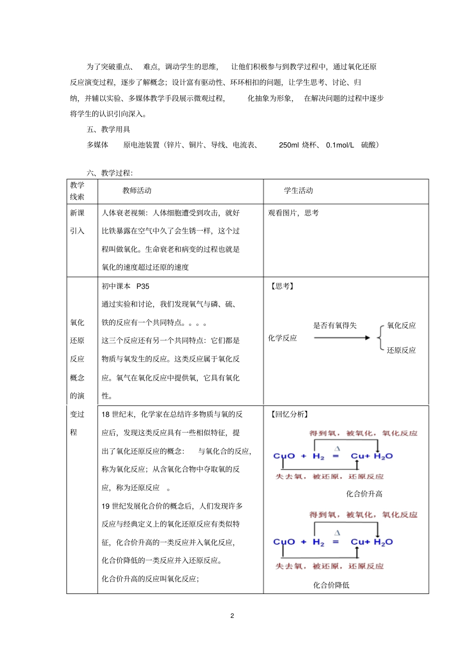 氧化—还原反应教学设计全国优质课获奖案例_第2页